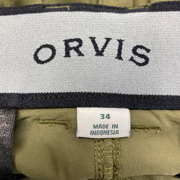 ORVIS Mens Cargo Shorts Olive Green Stretch Comfort Size 34 Nylon Stretch - Picture 7 of 9